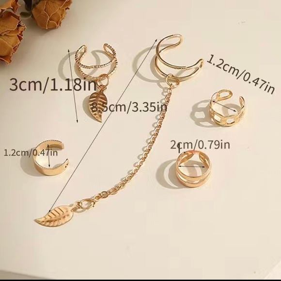 🌺 5-Piece Simple Leaf Ear Clip Set✨NWT - Picture 3 of 3